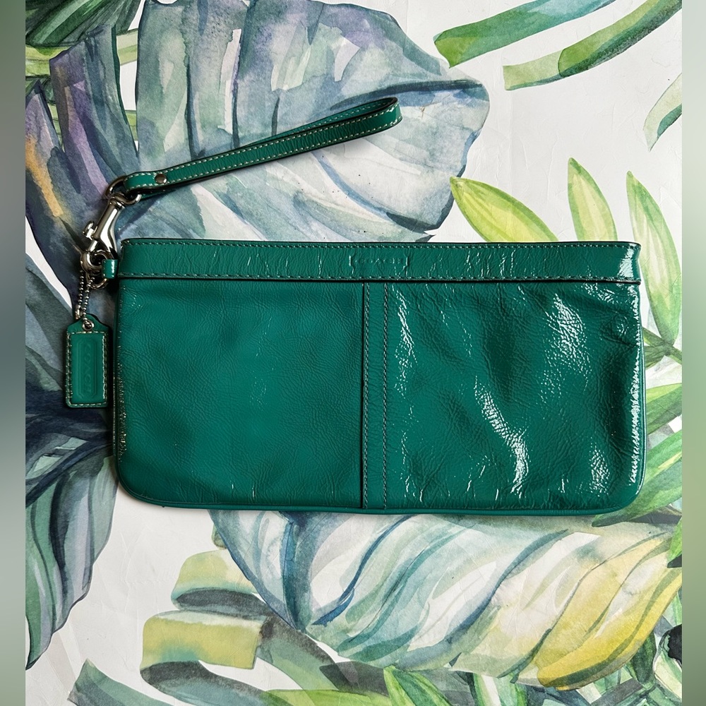 Patent leather Coach wristlet